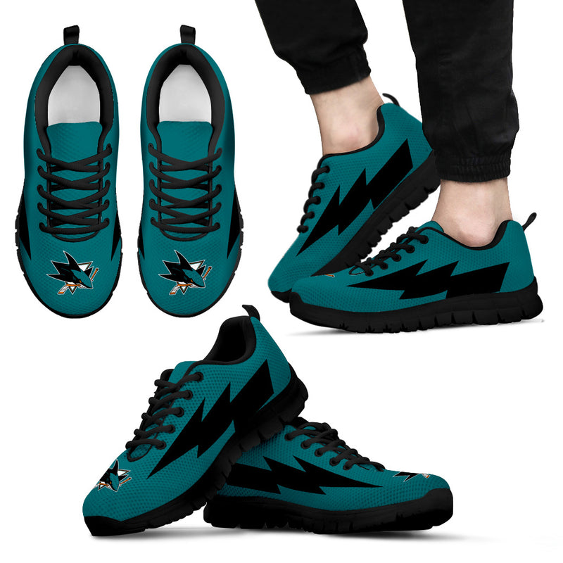 Great San Jose Sharks Sneakers Thunder Lightning Amazing Logo