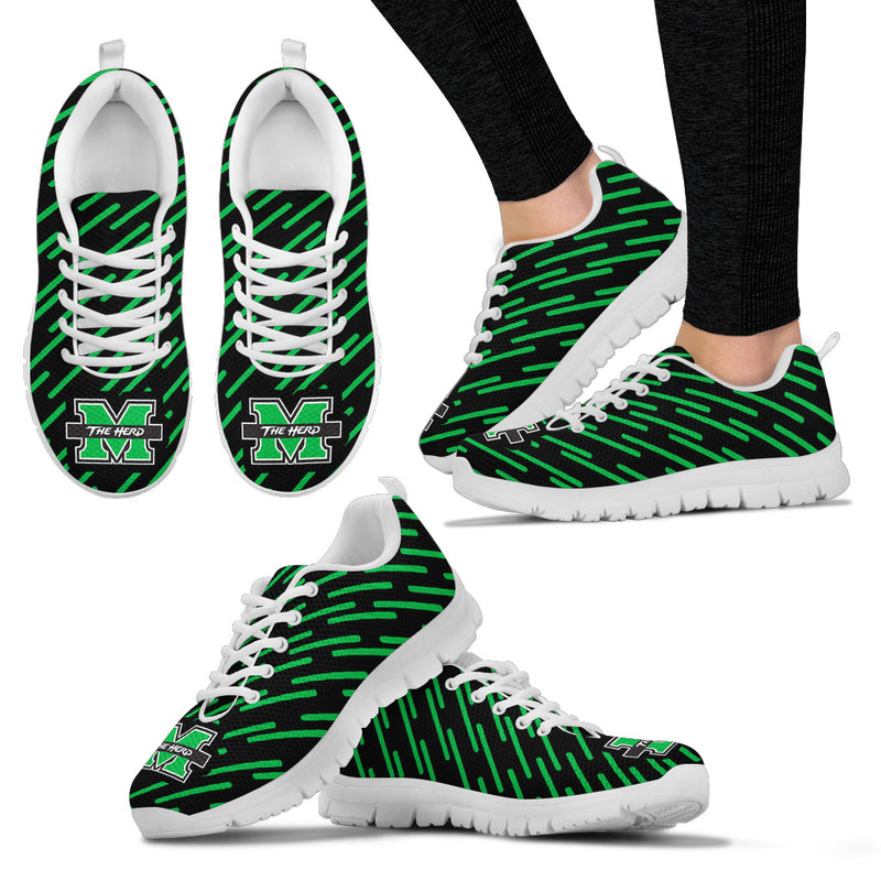 Marvelous Striped Stunning Logo Marshall Thundering Herd Sneakers