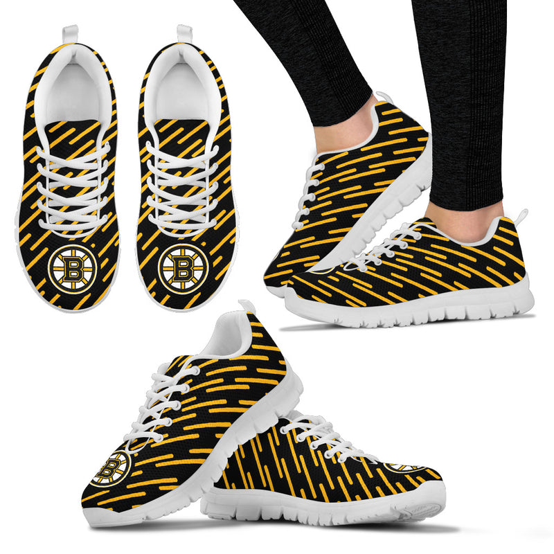 Marvelous Striped Stunning Logo Boston Bruins Sneakers
