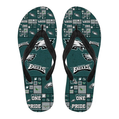 Colorful Pride Flag Philadelphia Eagles Flip Flops