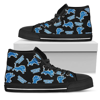 Script Logo Pattern Detroit Lions High Top Shoes