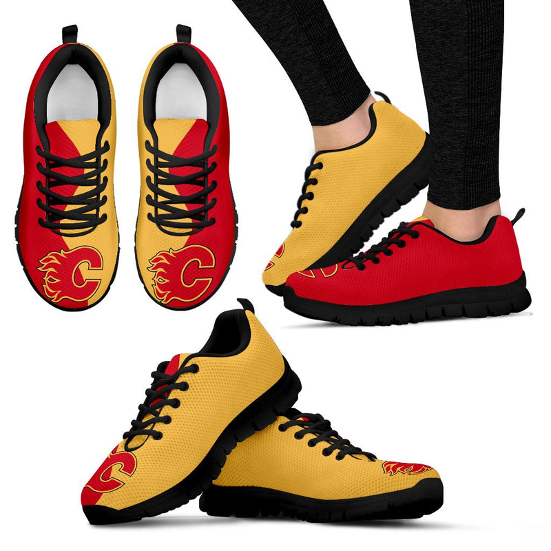 Two Colors Trending Lovely Calgary Flames Sneakers