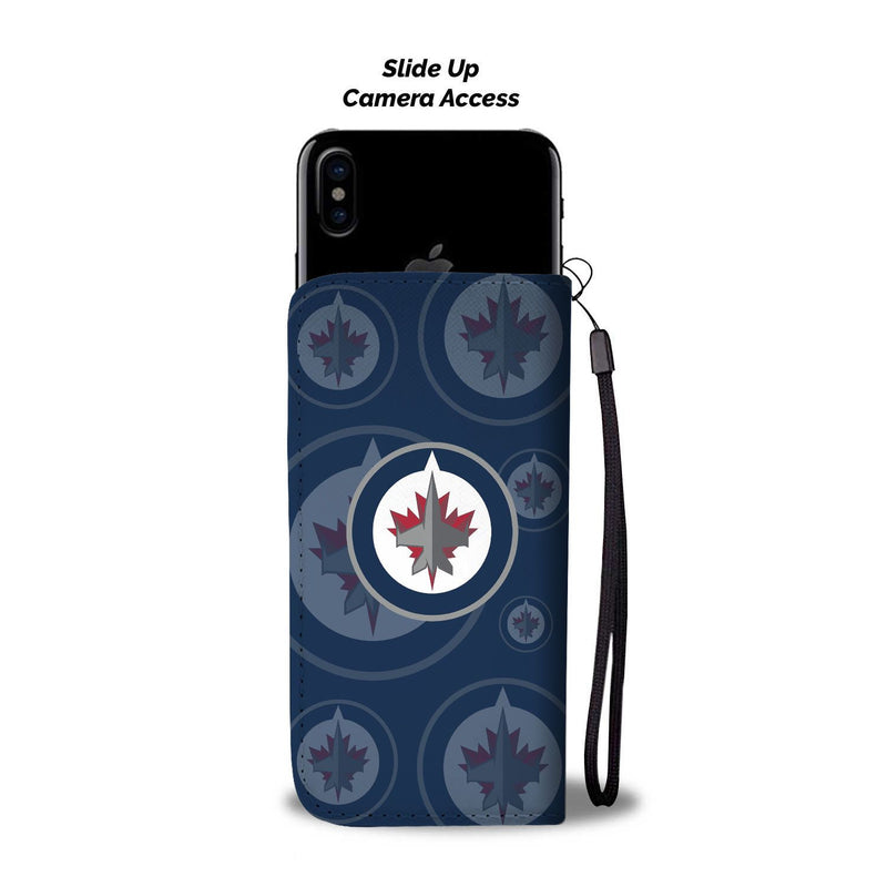 Winnipeg Jets Logo Background Wallet Phone Cases