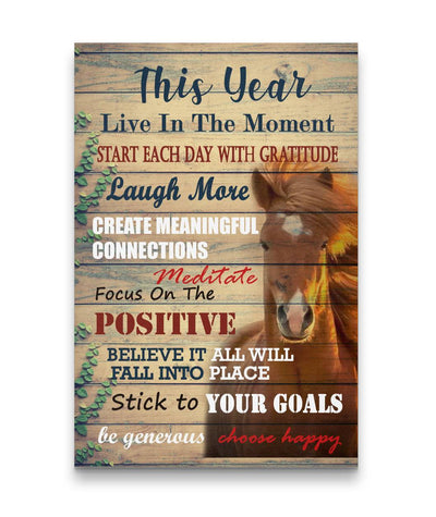 Live In The Moment Choose Happy Horse Custom Canvas Print