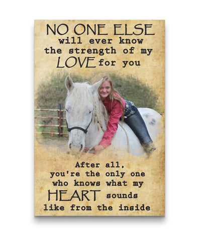 No One Know The Strength Of My Love Hugging White Horse Canvas Print