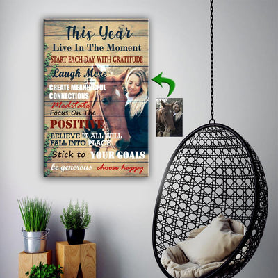 Live In The Moment Choose Happy Girl And Horse Custom Canvas Print