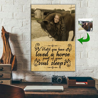 Not Loved A Horse - A Part Of Soul Sleeps Horse Hugging Canvas Print