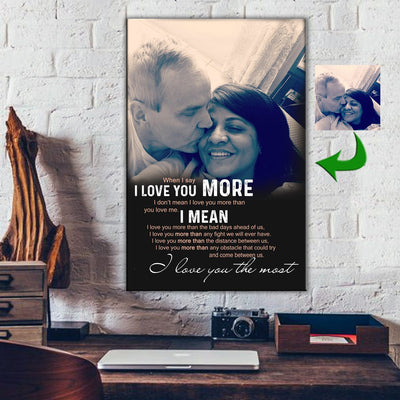 Kissing Couple - I Say I Love You More - I Love You The Most Canvas Print