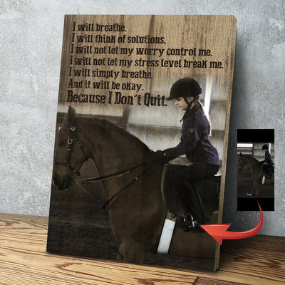 Little Girl with Horse Custom Canvas Print -  I will simply breathe