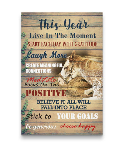 Live In The Moment - Laugh More - Choose Happy Horse Canvas Print
