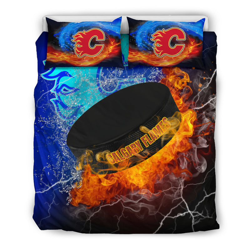 Fight Like Fire And Ice Calgary Flames Bedding Sets