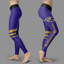 Through Great Logo Spread Body Striped Circle Baltimore Ravens Leggings