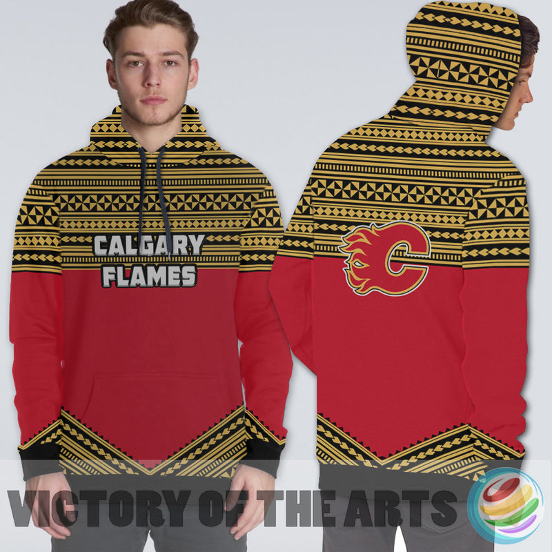 Simple Color Floral Calgary Flames Hoodie