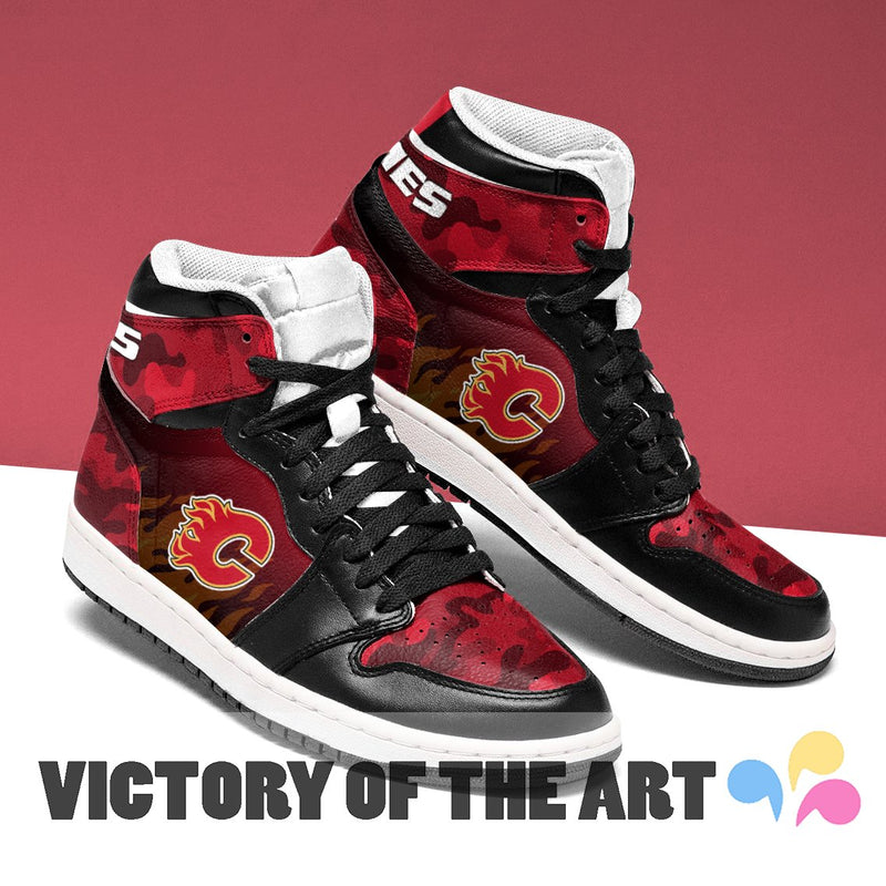 Simple Camo Logo Calgary Flames Jordan Sneakers