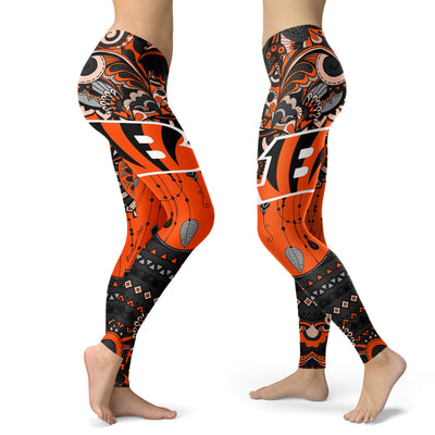 Boho Cincinnati Bengals Leggings With Fantastic Art