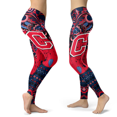 Boho Cleveland Indians Leggings With Fantastic Art