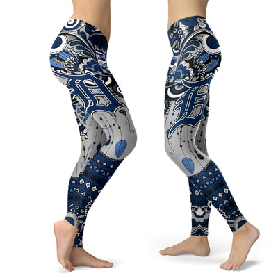 Boho Detroit Tigers Leggings With Fantastic Art