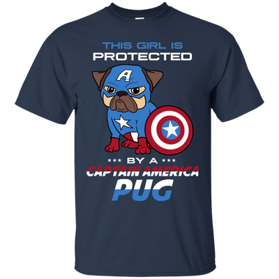 Nice Pug T Shirts - This Girl Is Protected By Captain America Pug