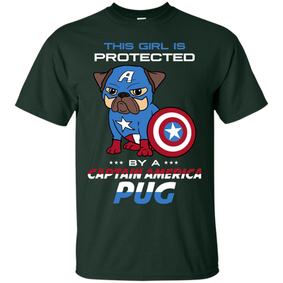 Nice Pug T Shirts - This Girl Is Protected By Captain America Pug