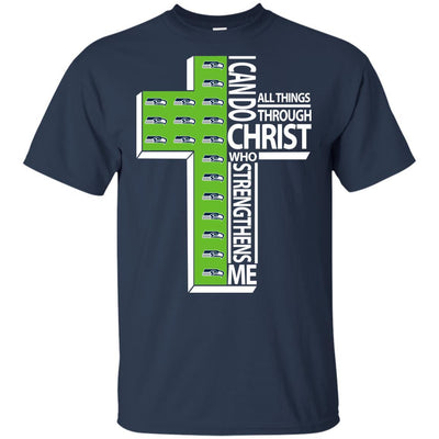 Gorgeous I Can Do All Things Through Christ Seattle Seahawks T Shirts