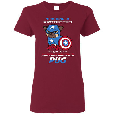 Nice Pug T Shirts - This Girl Is Protected By Captain America Pug