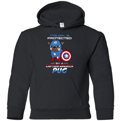 Nice Pug T Shirts - This Girl Is Protected By Captain America Pug