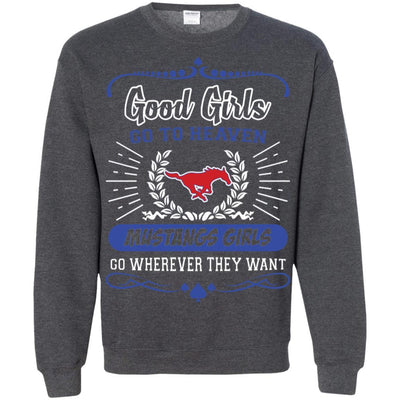 Good Girls Go To Heaven SMU Mustangs Girls T Shirts