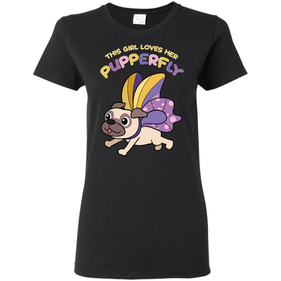 This Girl Loves Her Pupperfly Pug T Shirts