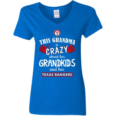 Funny This Grandma Is Crazy About Her Grandkids And Her Texas Rangers T Shirts