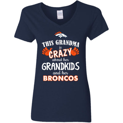 Funny This Grandma Is Crazy About Her Grandkids And Her Broncos T Shirts