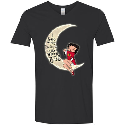 BB I Love My Chicago Blackhawks To The Moon And Back T Shirt - Best Funny Store