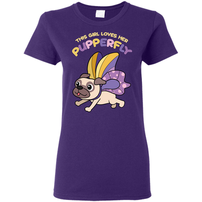 This Girl Loves Her Pupperfly Pug T Shirts