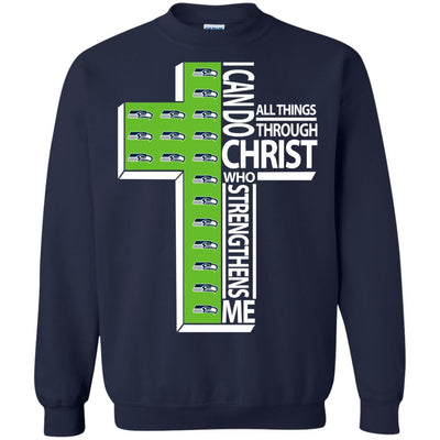 Gorgeous I Can Do All Things Through Christ Seattle Seahawks T Shirts