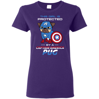 Nice Pug T Shirts - This Girl Is Protected By Captain America Pug