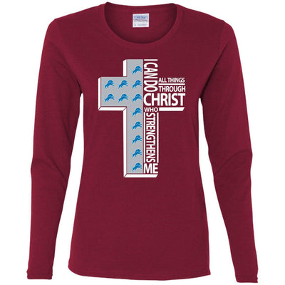 Gorgeous I Can Do All Things Through Christ Detroit Lions T Shirts