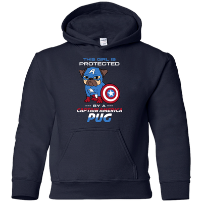 Nice Pug T Shirts - This Girl Is Protected By Captain America Pug