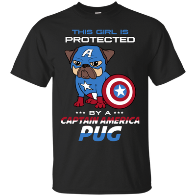 Nice Pug T Shirts - This Girl Is Protected By Captain America Pug