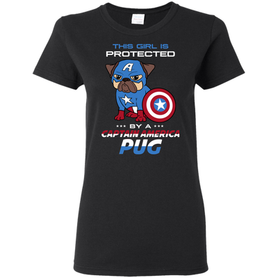 Nice Pug T Shirts - This Girl Is Protected By Captain America Pug