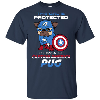 Nice Pug T Shirts - This Girl Is Protected By Captain America Pug