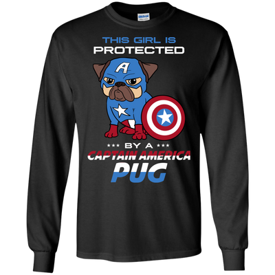 Nice Pug T Shirts - This Girl Is Protected By Captain America Pug