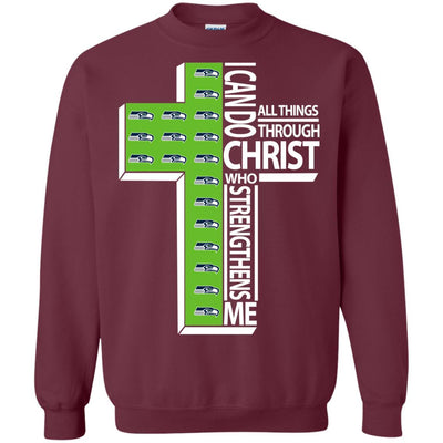 Gorgeous I Can Do All Things Through Christ Seattle Seahawks T Shirts