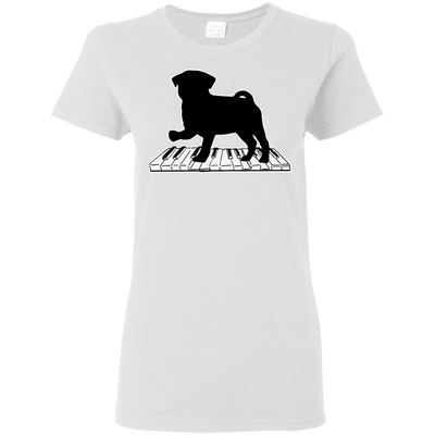 Pug Playing Piano Music T Shirts V2