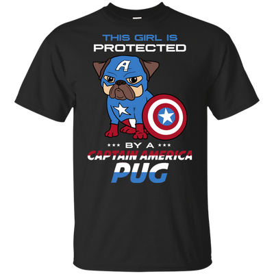 Nice Pug T Shirts - This Girl Is Protected By Captain America Pug