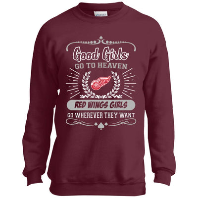 Good Girls Go To Heaven Detroit Red Wings Girls T Shirts