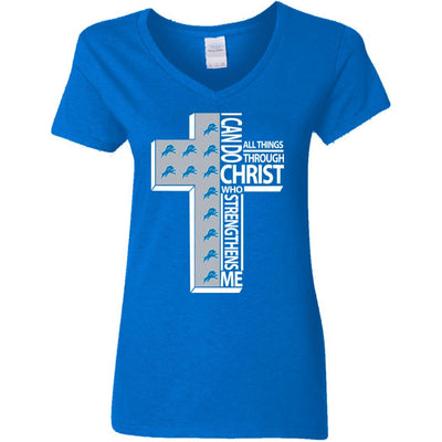 Gorgeous I Can Do All Things Through Christ Detroit Lions T Shirts