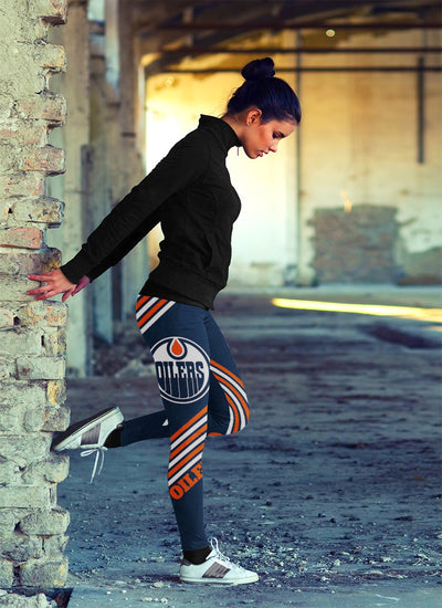 Straight Cute Beautiful Attractive Edmonton Oilers Leggings