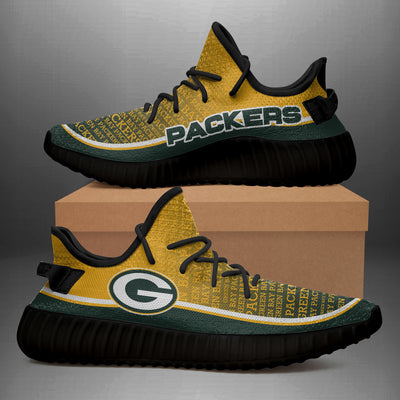 Colorful Line Words Green Bay Packers Yeezy Shoes