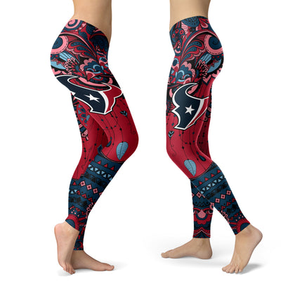 Boho Houston Texans Leggings With Fantastic Art