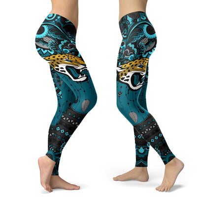 Boho Jacksonville Jaguars Leggings With Fantastic Art