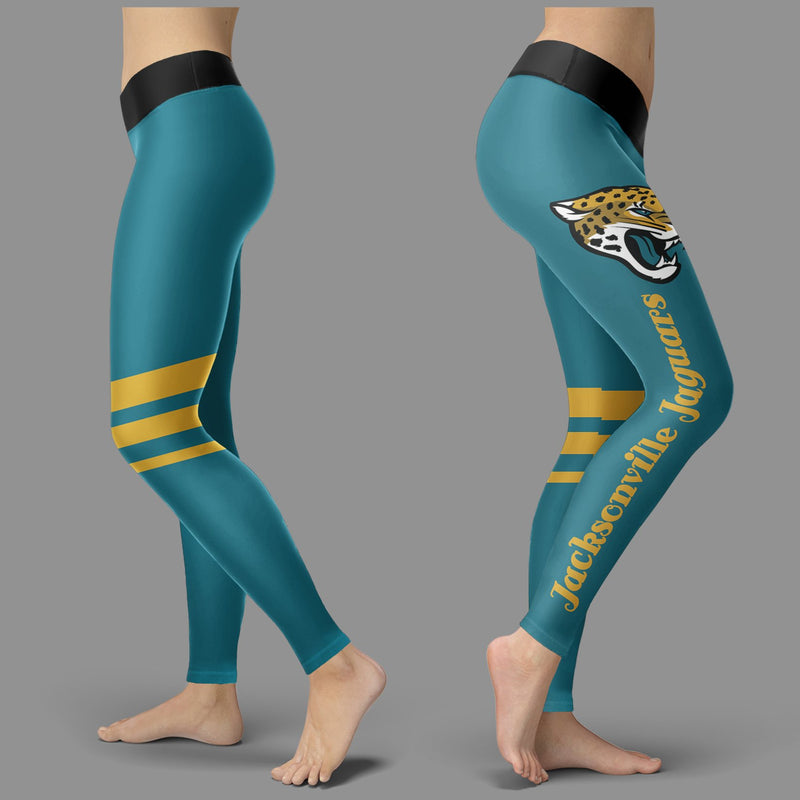 Through Great Logo Spread Body Striped Circle Jacksonville Jaguars Leggings